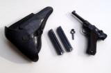 42 BYF BLACK WIDOW GERMAN LUGER RIG / PORTUGUESE CONTRACT / 2 MATCHING # MAGAZINES - 1 of 10