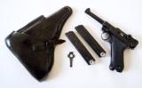 42 BYF BLACK WIDOW GERMAN LUGER RIG W/ 2 MATCHING # MAGAZINES - 1 of 10
