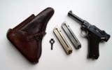 1918 ERFURT MILITARY GERMAN LUGER RIG W/ 2 MATCHING # MAGAZINES - 1 of 12