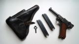 1939 CODE 42 NAZI GERMAN LUGER RIG W/ 2 MATCHING # MAGAZINE - 1 of 11