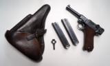 1938 S/42 NAZI GERMAN LUGER RIG W/ 2 MATCHING # MAGAZINE & BRING BACK PAPERS - 1 of 11