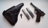 K DATE (1934) NAZI GERMAN LUGER RIG WITH 2 MATCHING # MAGAZINES-MINT - 1 of 10