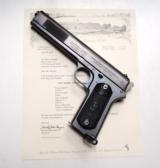 1902 COLT MILITARY WITH FRONT SLIDE SERRATIONS AND PAPERS OF AUTHENTICITY - MINT - 1 of 10