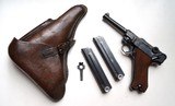 41 BYF KU (KREIGHOFF) NAZI GERMAN LUGER RIG WITH 2 MATCHING # MAGAZINES - 1 of 13