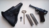 K DATE (1934) NAZI MILITARY
GERMAN LUGER RIG WITH 2 MATCHING # MAGAZINES - SUB VARIATION 1 - 1 of 11