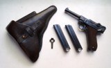 1939 S/42 NAZI POLICE GERMAN LUGER RIG WITH 2 MATCHING # MAGAZINES - 1 of 9
