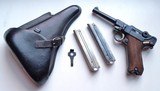 K DATE (1934) NAZI MILITARY GERMAN LUGER RIG WITH 2 MATCHING # MAGAZINES - 1 of 9