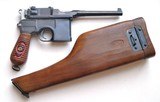 MAUSER M30 BROOMHANDLE "RED 9" WITH WOOD STOCK HOLSTER - MINT - 1 of 9