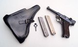 K DATE (1934) WWII MILITARY GERMAN LUGER RIG WITH 2 MATCHING # MAGAZINES - 1 of 10