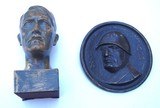 adolph hitler & benito mussolini statue & plaque