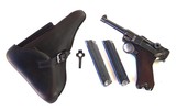 1936 S/42 MILITARY GERMAN LUGER RIG WITH 2 MATCHING # MAGAZINES - 1 of 10