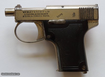 WEBLEY & SCOTT MODEL 1912 POCKET PISTOL WITH A NICKEL FINISH
