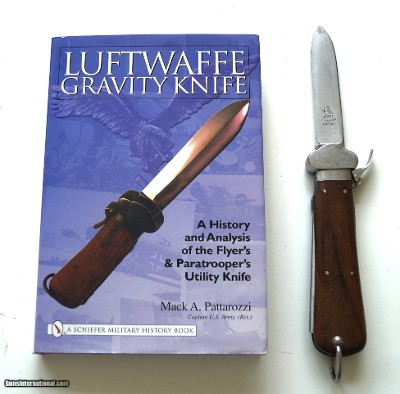 WWII GERMAN FLIEGER-KAPPMESSER LUFTWAFFE GRAVITY KNIFE W/ BOOK ON GRAVITY KNIFES