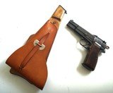 F.N. BROWNING HI POWER WITH WOOD STOCK & LEATHER HOLSTER - 1 of 10