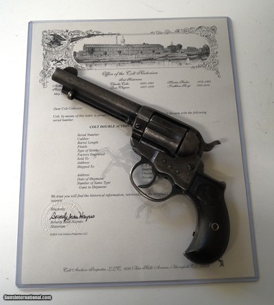 COLT 1877 DOUBLE ACTION REVOLVER W/ ARCHIVE PAPER