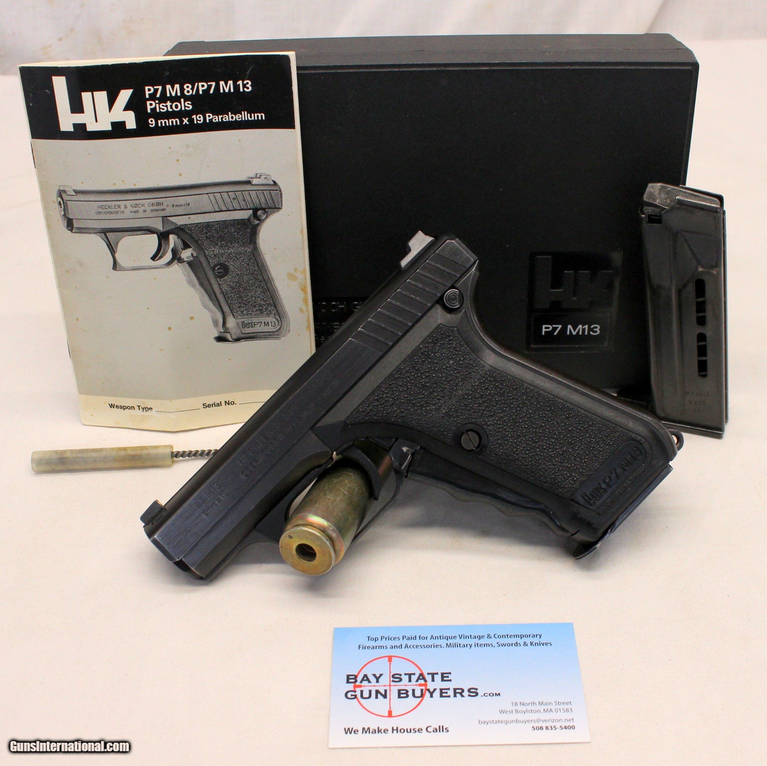 HK P7 M13 semi-automatic pistol 9mm W.GERMANY Box & Manual Heckler Koch ...