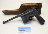 1915 Mauser C96 BROOMHANDLE semi-auto pistol 7.63x25 MATCHING #s w/ Shoulder Stock - 1 of 14