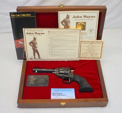 1985 Colt Frontier JOHN WAYNE COMMEMORATIVE Single Action Revolver .22 WOOD CASE