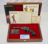 1985 Colt Frontier JOHN WAYNE COMMEMORATIVE Single Action Revolver .22 WOOD CASE - 1 of 14