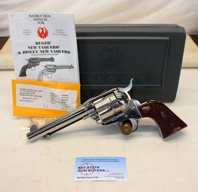 2012 Ruger NEW VAQUERO Single Action Revolver. 45 Col HIGH GLOSS STAINLESS Unfired - Image 1 of 14