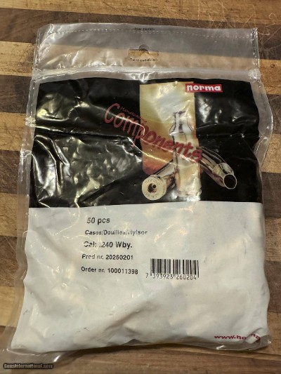 New, Norma .240 Weatherby Magnum Un-Primed Brass