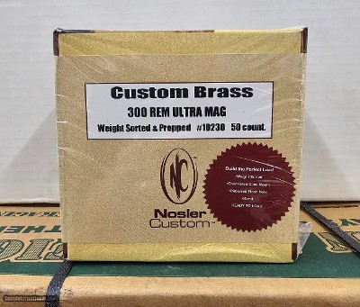 New Nosler Custom Brass 300 Rem Ultra Mag 50 count box