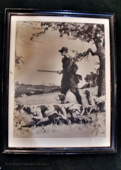 HUNTER WITH DOGS 1930'S ARTIST L. SZANTO 