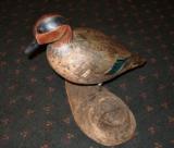 GREEN WING TEAL CARVING BY HOMER LAWRENCE, PAINYED BY SARAH RIFFLE - 1 of 2