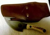 KNIVES OF ALASKA "SKINNER" KNIFE WITH HIGH GRADE STAG HANDLE, LEATHER SHEATH - 1 of 4