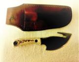 KNIVES OF ALASKA "SKINNER" KNIFE WITH HIGH GRADE STAG HANDLE, LEATHER SHEATH - 2 of 4