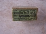 Winchester Full Box of .32 Caliber Rifle Cartridges, Early Box with Full clear label. - 1 of 3