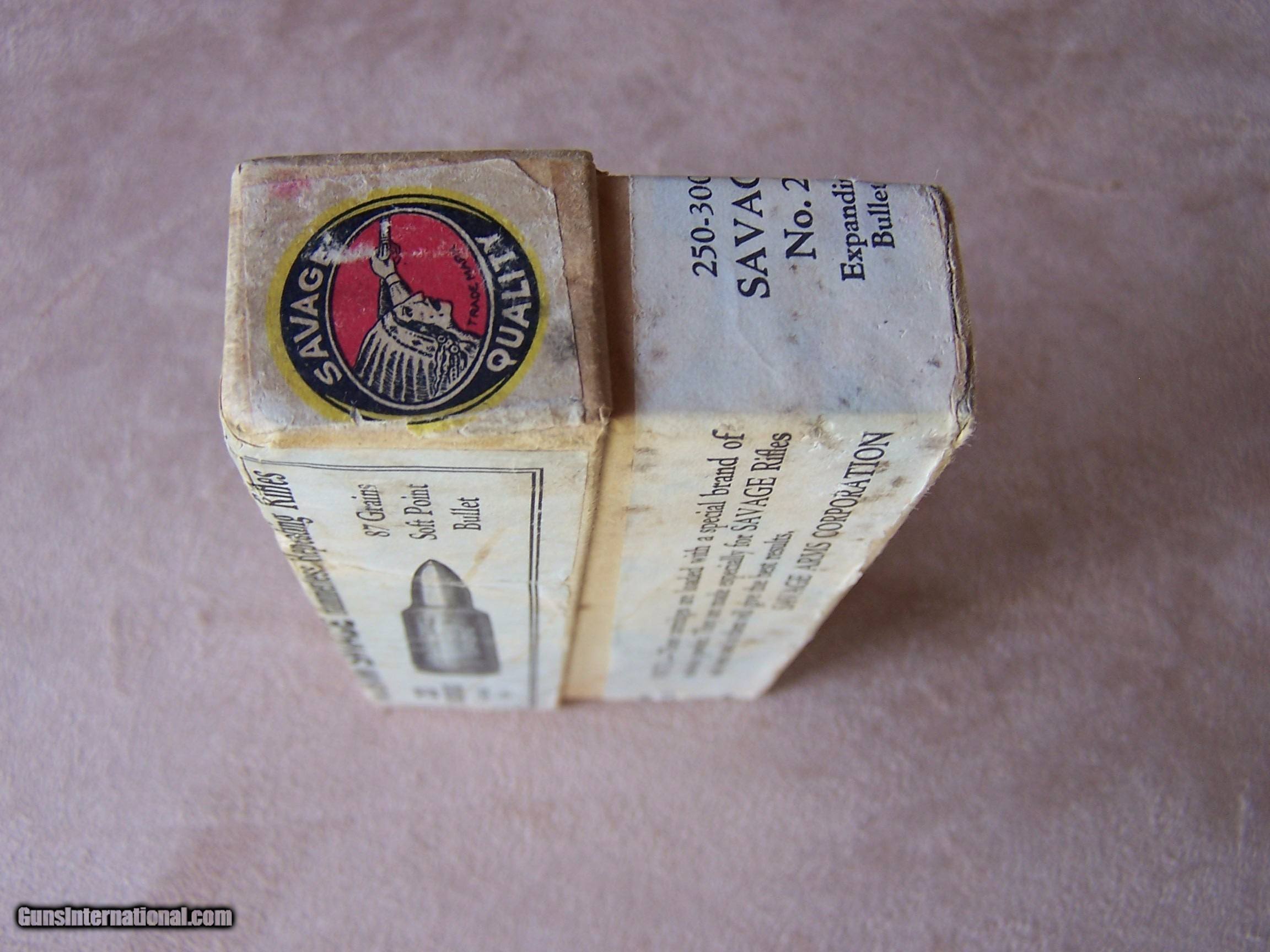 Savage Original Early Sealed Box of .250-3000 Ammo Rare Find, Very ...