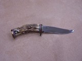 Stag Handle Hand Made Knife, Housed in an Elk Antler Case - 7 of 10