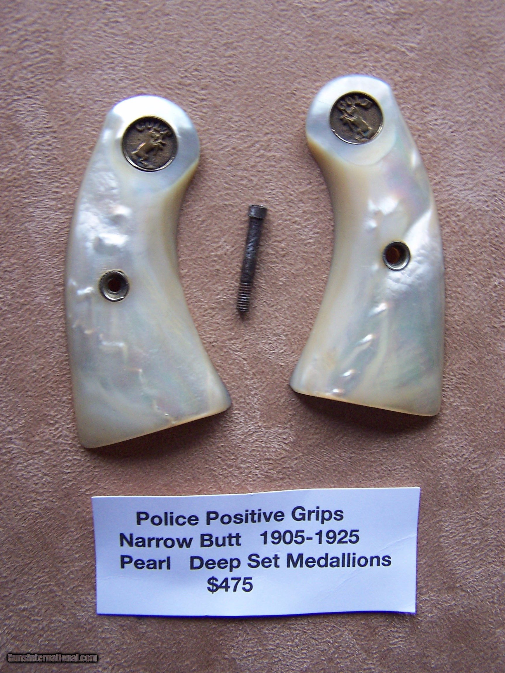 Original Colt Police Positive Pearl Grips With Medallions 5435