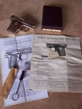 Colt Nickel 1908 .25 Auto in the box with brush & paperwork. Excellent. - 7 of 20