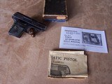 Colt 1908 .25 Auto in the box with paperwork. Early Model Manufactured in 1915.