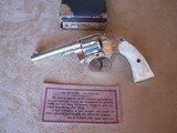 Colt Nickel New Police .32 with a 4” barrel and Pearl grips in the box with paperwork & Colt Letter. Made in 1904 and in excellent condition - 7 of 20