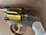 Colt Factory Engraved Nickel Police Positive Special with Gold Cylinder, Hammer & Trigger along with Pearl Grips and Cased - 3 of 20