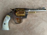 Colt Factory Engraved Nickel Police Positive Special with Gold Cylinder, Hammer & Trigger along with Pearl Grips and Cased - 6 of 20