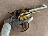 Colt Factory Engraved Nickel Police Positive Special with Gold Cylinder, Hammer & Trigger along with Pearl Grips and Cased - 7 of 20