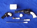 Colt SAA .45 and Remington O/U Derringer .41 Engraved & Gold Inlay with Ivory Grips - 4 of 20