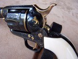Colt SAA .45 and Remington O/U Derringer .41 Engraved & Gold Inlay with Ivory Grips - 8 of 20