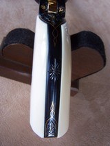 Colt SAA .45 and Remington O/U Derringer .41 Engraved & Gold Inlay with Ivory Grips - 10 of 20