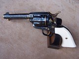 Colt SAA .45 and Remington O/U Derringer .41 Engraved & Gold Inlay with Ivory Grips - 6 of 20