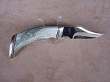 Dunn Hand Made Bowie Knife, Stag Handle with Heavy Leather Sheath 11