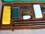 British 12 GA. Shotgun Gun Cleaning case with all accessories. Nickel Oil Bottle, Snap Caps & Shell Remover Tool. Brushes, Cleaning Fluid & Wooden Rod - 4 of 11