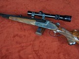Engraved Ludwig Borovnik of Austria Single Shot Stalking Rifle in 7 mm Magnum with 1 1/2-5 Scope in Claw Mounts. AAA Fancy Walnut Stock. - 3 of 20