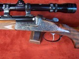 Engraved Ludwig Borovnik of Austria Single Shot Stalking Rifle in 7 mm Magnum with 1 1/2-5 Scope in Claw Mounts. AAA Fancy Walnut Stock. - 20 of 20