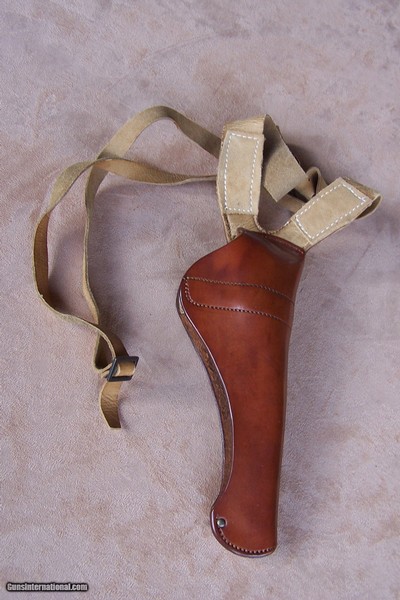 Heiser #125 Quick Release Shoulder Holster for a 6” Medium size revolver such as a Colt Official Police or one of comparable size.