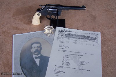 Colt Army Special .38 Special with a 5” Barrel and Factory Carved Steer Head Ivory Grips, Owned by Sheriff in Wyoming County New York